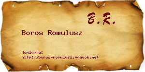 Boros Romulusz névjegykártya
